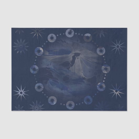 Papier Mousseline Aquarelle céleste bleu foncé Ciel (Recto)