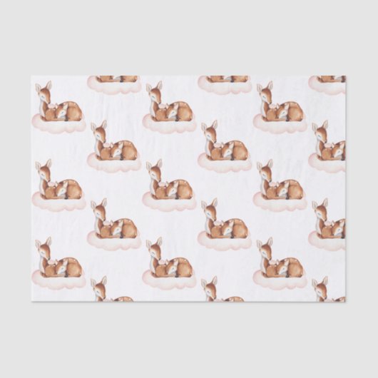 Papier Mousseline Aquarelle Cerf Cloud rose (Recto)