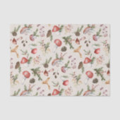 Papier Mousseline Aquarelle Champignons de Noël Forêt rustique (Recto)