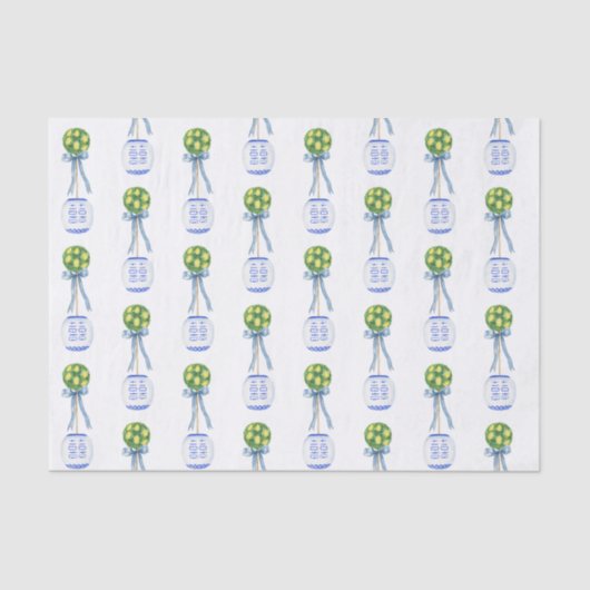 Papier Mousseline Aquarelle Chinoiserie Lemon Tree Topiary (Recto)