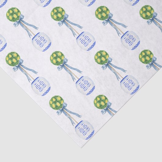 Papier Mousseline Aquarelle Chinoiserie Lemon Tree Topiary (Détail)