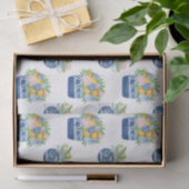 Papier Mousseline Aquarelle Chinoiserie Mandarins & Hydrangeas (Cadeau)