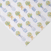 Papier Mousseline Aquarelle Chinoiserie Orange Tree Topiary (Détail)