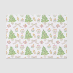 Papier Mousseline Aquarelle Chinoiserie rose Baubles Arbre de Noël