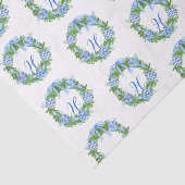 Papier Mousseline Aquarelle Chinoiserie Wreath Noël Monogramme (Détail)