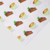 Papier Mousseline Aquarelle Chocolat Gâteau Avec Coupe De Café (Détail)