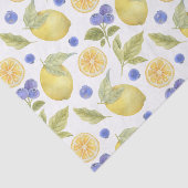 Papier Mousseline Aquarelle Citron et Fruit aux bleuets avec Feuille (Détail)
