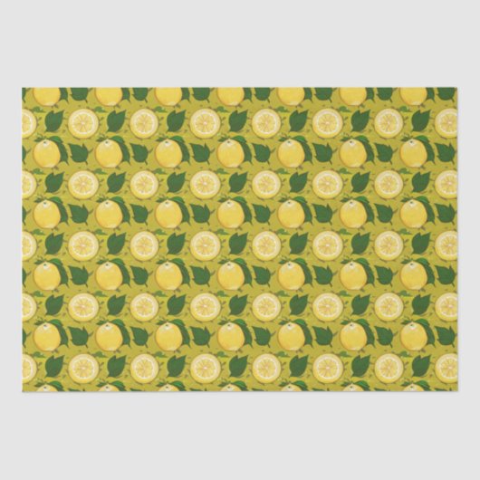 Papier Mousseline Aquarelle Citron feuille Motif jaune (Recto)