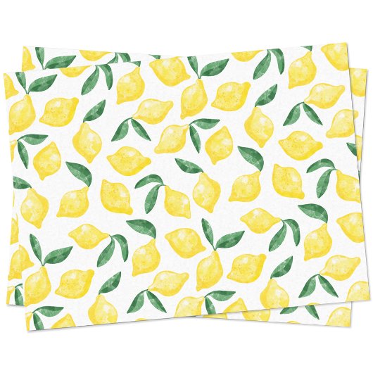 Papier Mousseline Aquarelle Citron Motif