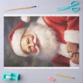 Papier Mousseline Aquarelle classique Père Noël souriant casquette r (Artisanat)
