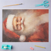 Papier Mousseline Aquarelle classique Père Noël souriant casquette r (Artisanat)