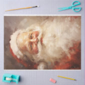 Papier Mousseline Aquarelle classique Père Noël souriant casquette r (Artisanat)