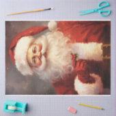 Papier Mousseline Aquarelle classique Père Noël souriant casquette r (Artisanat)