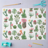 Papier Mousseline Aquarelle colorée Cactus et succulents Fleurs (Artisanat)