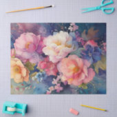 Papier Mousseline Aquarelle colorée Découpage florale (Artisanat)