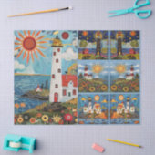 Papier Mousseline Aquarelle colorée Folk Art Maisons lumineuses (Artisanat)