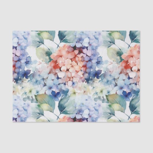 Papier Mousseline Aquarelle Couleur mixte Fleurs d'hydrangée (Recto)