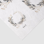 Papier Mousseline Aquarelle Courbe verte et feuillage (Détail)