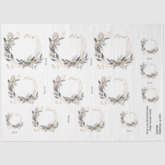 Papier Mousseline Aquarelle Courbe verte et feuillage