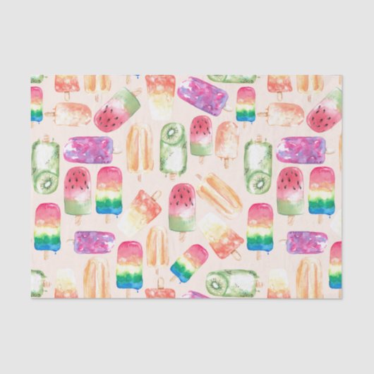 Papier Mousseline Aquarelle Crème glacée Corail (Recto)