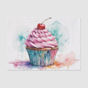 Papier Mousseline Aquarelle Cupcake délice Découpage