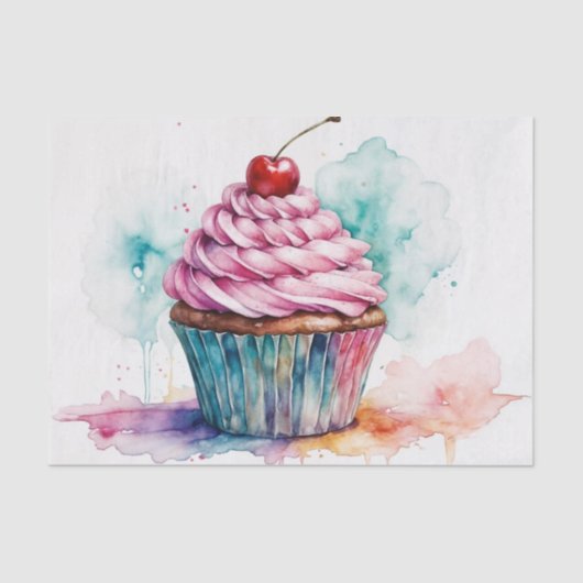 Papier Mousseline Aquarelle Cupcake délice Découpage (Recto)