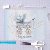 Papier Mousseline Aquarelle Cute Classic Poussette Bleu Floral (Artisanat)