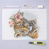 Papier Mousseline Aquarelle Cute Tiger Floral Cub (Artisanat)