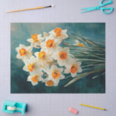 Papier Mousseline Aquarelle Daffodiles Arrière - plan Turquoise (Artisanat)