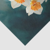 Papier Mousseline Aquarelle Daffodiles Arrière - plan Turquoise (Détail)