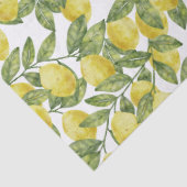 Papier Mousseline Aquarelle d'agrumes jaune citrons aux feuilles ver (Détail)