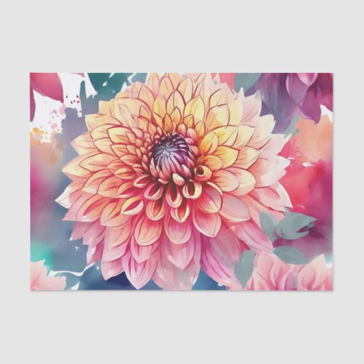 Papier Mousseline Aquarelle Dahlia été (Recto)