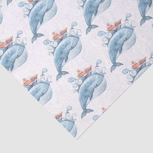Papier Mousseline Aquarelle de baleine bleue (Détail)