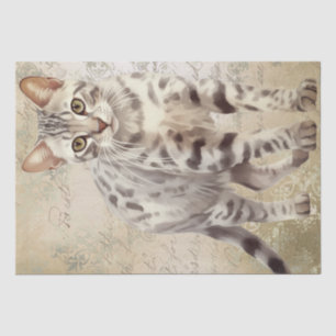 Papier Mousseline Aquarelle de chat du Bengale