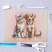 Papier Mousseline Aquarelle de chat et chien mignonne (Artisanat)