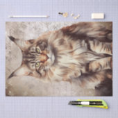 Papier Mousseline Aquarelle de chat Maine Coon (Artisanat)