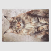 Papier Mousseline Aquarelle de chat Maine Coon (Recto)