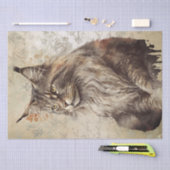 Papier Mousseline Aquarelle de chat Maine Coon (Artisanat)
