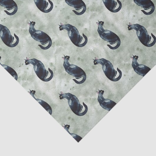 Papier Mousseline Aquarelle de chat noir (Détail)