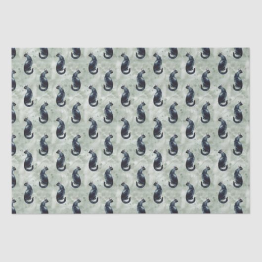 Papier Mousseline Aquarelle de chat noir (Recto)