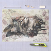 Papier Mousseline Aquarelle de chats floraux Boho (Artisanat)