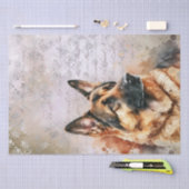 Papier Mousseline Aquarelle de chien berger allemand (Artisanat)