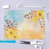 Papier Mousseline Aquarelle de couleur bleu marbre jaune (Artisanat)