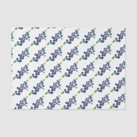 Papier Mousseline Aquarelle de fruits Blueberries Motif alimentaire  (Recto)