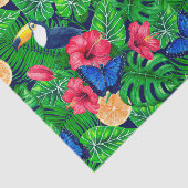 Papier Mousseline Aquarelle de jardin toucan et tropical (Détail)