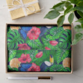 Papier Mousseline Aquarelle de jardin toucan et tropical (Cadeau)