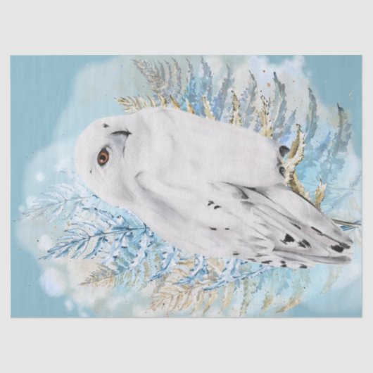 Papier Mousseline Aquarelle de la Chouette des neiges (Recto)