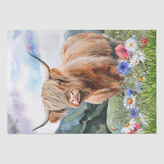 Papier Mousseline Aquarelle de la ferme Cow Highland (Recto)