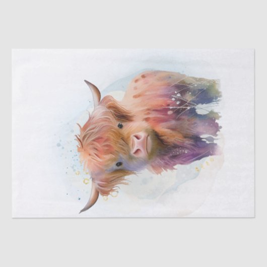 Papier Mousseline Aquarelle de la ferme Cow Highland (Recto)