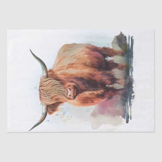 Papier Mousseline Aquarelle de la ferme Cow Highland (Recto)